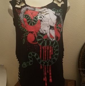 At All Costs ~ Rocker Goth Skull Shirt